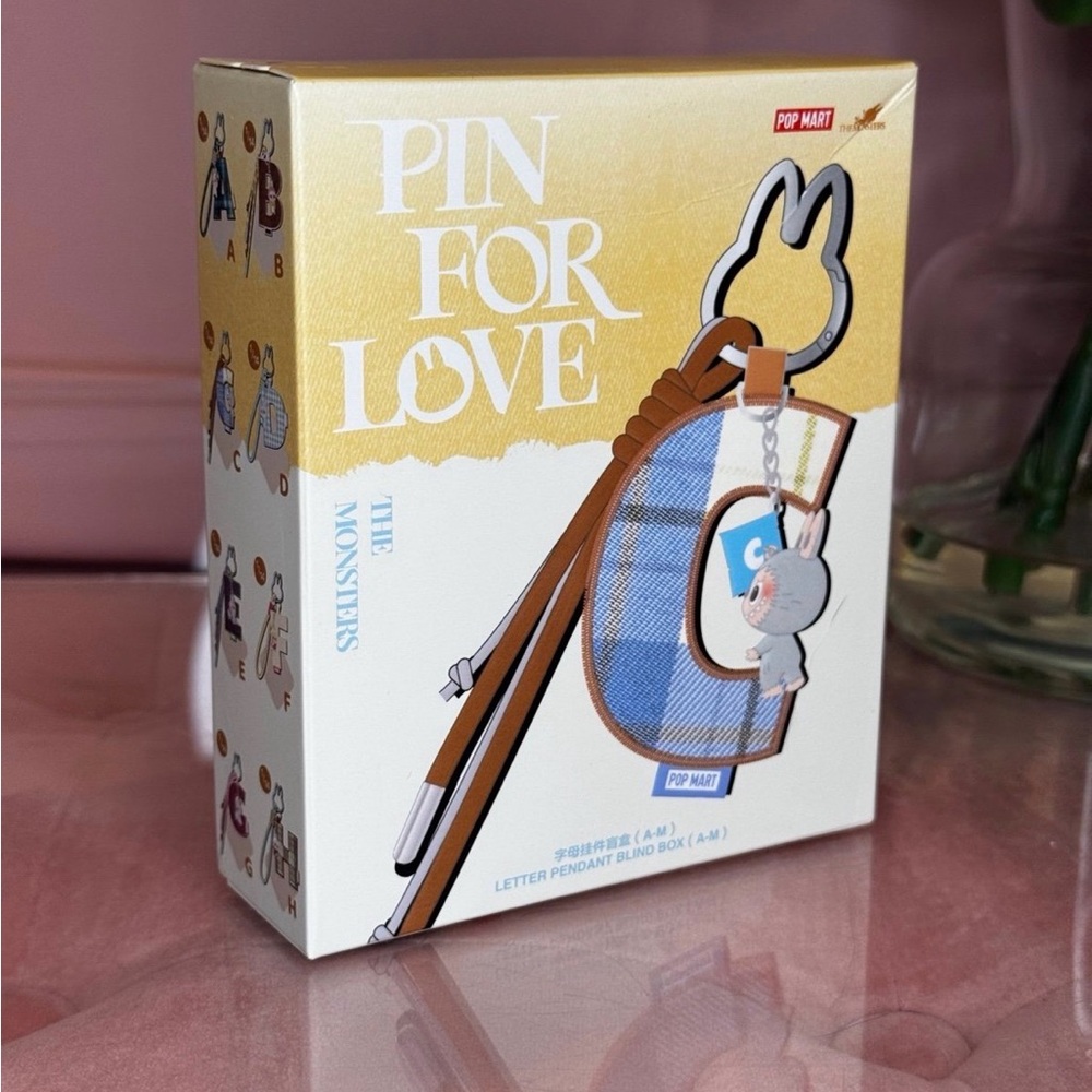 Authentic Popmart Labubu "Pin for Love" Series Letter Pendant - Letter E